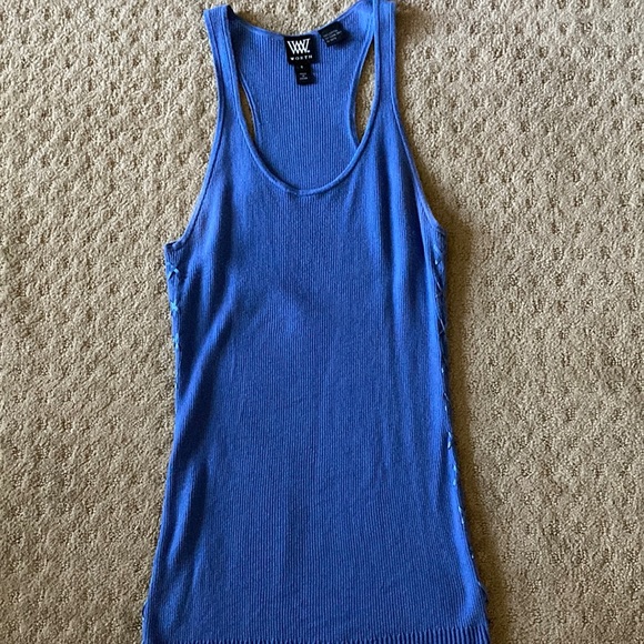 Worth cotton tank top with ribbon stitching detail - Picture 1 of 6